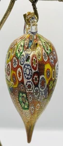 Murano Glass Italy Millefiori Murrine 4” Teardrop Christmas Ornament - Picture 1 of 6