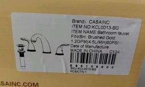 Casainc 8in Widespread Double Handle 3-Hole Sink Faucet In Brushed Gold - Picture 1 of 9
