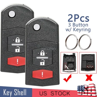 2 For 2006 2007 2008 2009 2010 2011 2012 Mazda 5 Remote Flip Key Fob Shell Case - Image 1 of 4