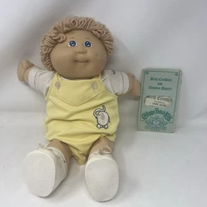 Vintage Kohl Patch Kind Junge Rarität Schleife Weizenhaar blaue Augen Kopf Form Geburt Zertifikat - Bild 1 von 14