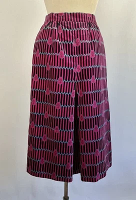 Vintage 1970's Emilio Pucci "Crest" Print Magenta Velvet Skirt - Image 1 of 4