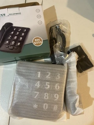 Teléfono de botón grande HePesTer P-02 para personas mayores amplificado con cable fijo extra fuerte Foto 1 de 4