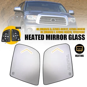 Pair of Left Right Heated Mirror Glass with Signal For Toyota Tundra Sequoia - Picture 1 of 15