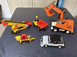 Vintage Lot Late 70s-80s Playmobil Construction Equipment And Police Car EX Con. - Picture 1 of 9