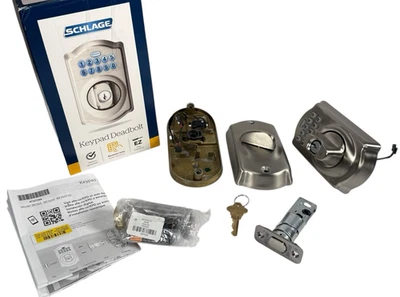 Schlage BE365 V CAM 619 Camelot Keypad Deadbolt,  Satin Nickel  - READ - - Image 1 of 4