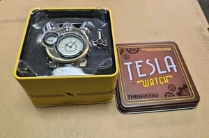 Rare ThinkGeek TESLA WATCH Steampunk Leather band w/keys- New in Box 2015 NIB - Picture 1 of 10