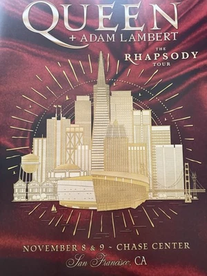QUEEN + ADAM LAMBERT POSTER SAN FRANCISCO CA 2023 THE RHAPSODY TOUR CHASE CENTER - Image 1 of 3