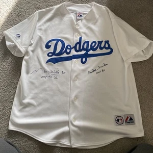 Duke Snider And Maury Wills Autographed Majestic Dodgers Jersey Sewn Logos XL - Picture 1 of 7