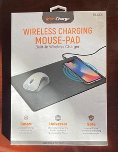 Mouse Pad with Built-in Wireless Fast Charging Power Mat Rubber Black - Picture 1 of 2
