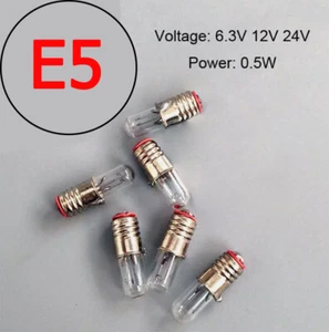 E5 Miniature Indicator Light Bulb Screw 5×17mm Signal Light Power 0.5W 6.3V 12V - Picture 1 of 4