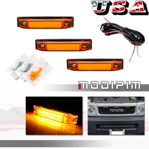 3X Amber Lens Front/Center Grille LED Lights Set For Toyota FJ Cruiser 2007-2014 - Foto 1 di 12