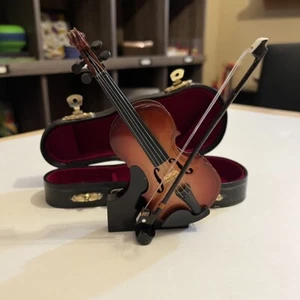 Vintage Mini 5.25" Violin with Bow and Case, Stand Display Music Classical Shelf - Picture 1 of 11