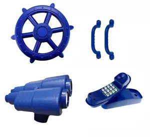 BLUE Playground Accessories Pack Ship Wheel Binoculars Telephone Handles Cubby - Picture 1 of 5