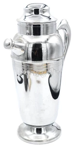 Vintage Metal Cocktail Pitcher Shaker Store Serve Wine Silver Lid Cap Grape Bar - Picture 1 of 4