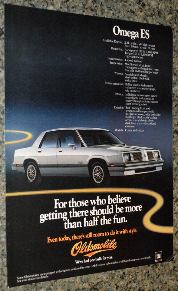 Oldsmobile Omega Es 1982 anuncio original impreso anuncio 82 Foto 1 de 1