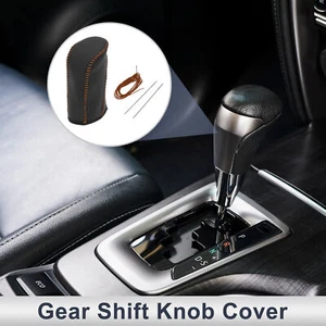 Car Gear Shift Knob Cover for Nissan Tiida 2004-2012 Black Brown Faux Leather - Picture 1 of 6