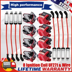 8 Square Ignition Coils D581 & Wires For Chevy GMC Cadillac Yukon 5.3L V8 UF271 - Picture 1 of 12