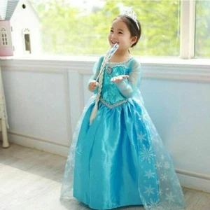 Princess Elsa Dress Kids Toddler Girls Party Prom Clothes Size 3 4 5 6 7 8 - Picture 1 of 8