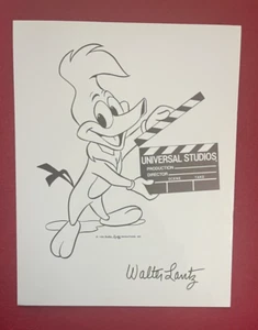 WALTER LANTZ FIRMATO WOODY WOODPECKER STAMPA STUDI UNIVERSALI 1988 RARO MCA LOA - Foto 1 di 3