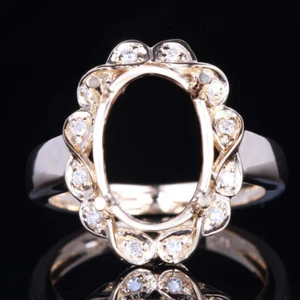 Oval 12x10mm 10k Yellow Gold Semi Mount Ladies Diamond Beauty Engagement Ring - Picture 1 of 5
