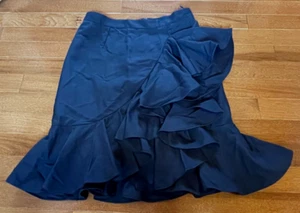 Stella McCartney Women's Navy Blue Ruffle Detail Back Zip Skirt Size 36 *EUC* - Picture 1 of 2
