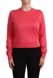 DOLCE & GABBANA Sweater Pink Silk Crewneck Pullover Top IT50 /US14 / XL RRP $700 - Picture 1 of 7