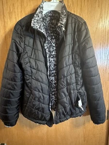 So Girls Jacket Size 16 Animal Print Reversible Black Jacket FullZip - Picture 1 of 6