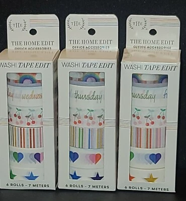 Lot 3 The Home Edit Office Accessories Washi Tape Edit 6 Rolls (18 Total) New. - Image 1 of 4