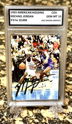 Michael Jordan & Magic Johnson 1993 Americano Sosteniendo Graded Gem-Mt 10 #5 De - Imagen 1 de 3