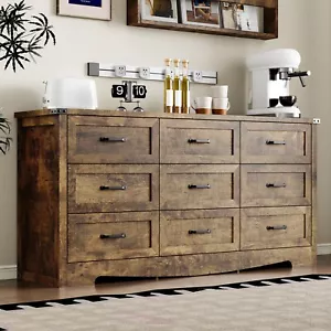 9-Drawer Dresser for Bedroom,Wooden Chest of Drawers Anti-Tipping,Sturdy Storage - Picture 1 of 7