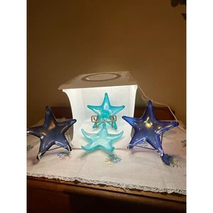 Set Of 4 Akcam/Turkish Hand Made Starfish Glass Dishes - Picture 1 of 17