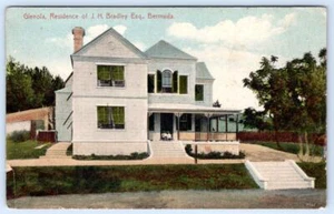 BERMUDA GLENOLA RESIDENCIA AÑOS 20 DE J. H. BRADLEY ESQUIRE POSTAL ANTIGUA - Imagen 1 de 2