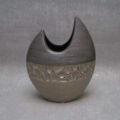 Formano Vase silber grau flach 21 cm hoch Deko edel modern  - Bild 1 von 2