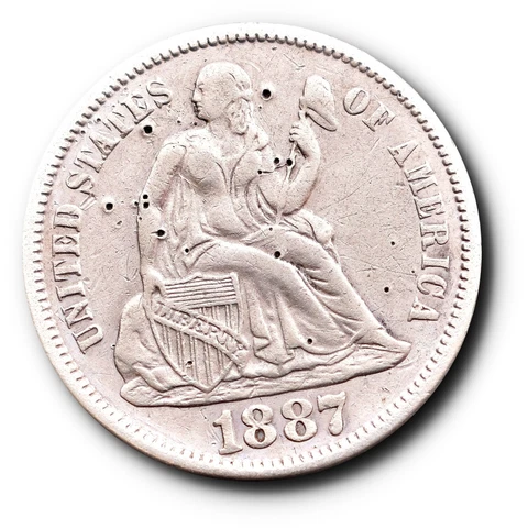 1887-S Seated Liberty Dime Silver  10C Obverse Damage Cover