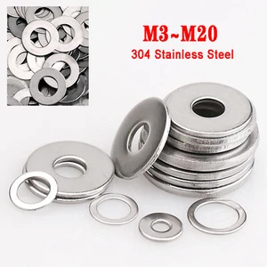 A2 Stainless Steel Flat Washers M3M4M5M6M8M10M12M14M16M18M20 Fit Metric Screws - Picture 1 of 6