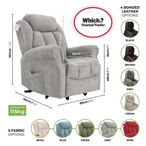 Hainworth Dual Motor rise riser recliner chair heat and massage fabric - Picture 1 of 53