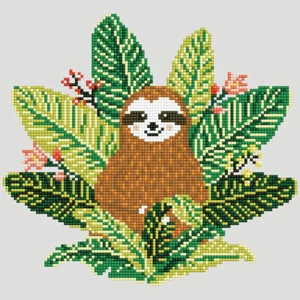 Diamond Painting Kit Dotz 5D 3D SLOTH 30 x 30 cm Forest Palm Leaf Animal Cute - Picture 1 of 1