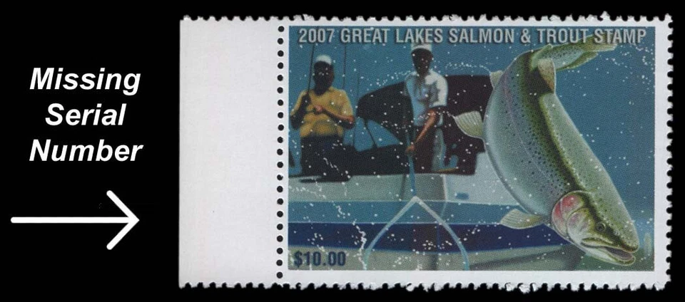 Errores y variedades de Wisconsin — WIGL26v1 2007 Great Lakes Salmon & Truut Foto 1 de 1