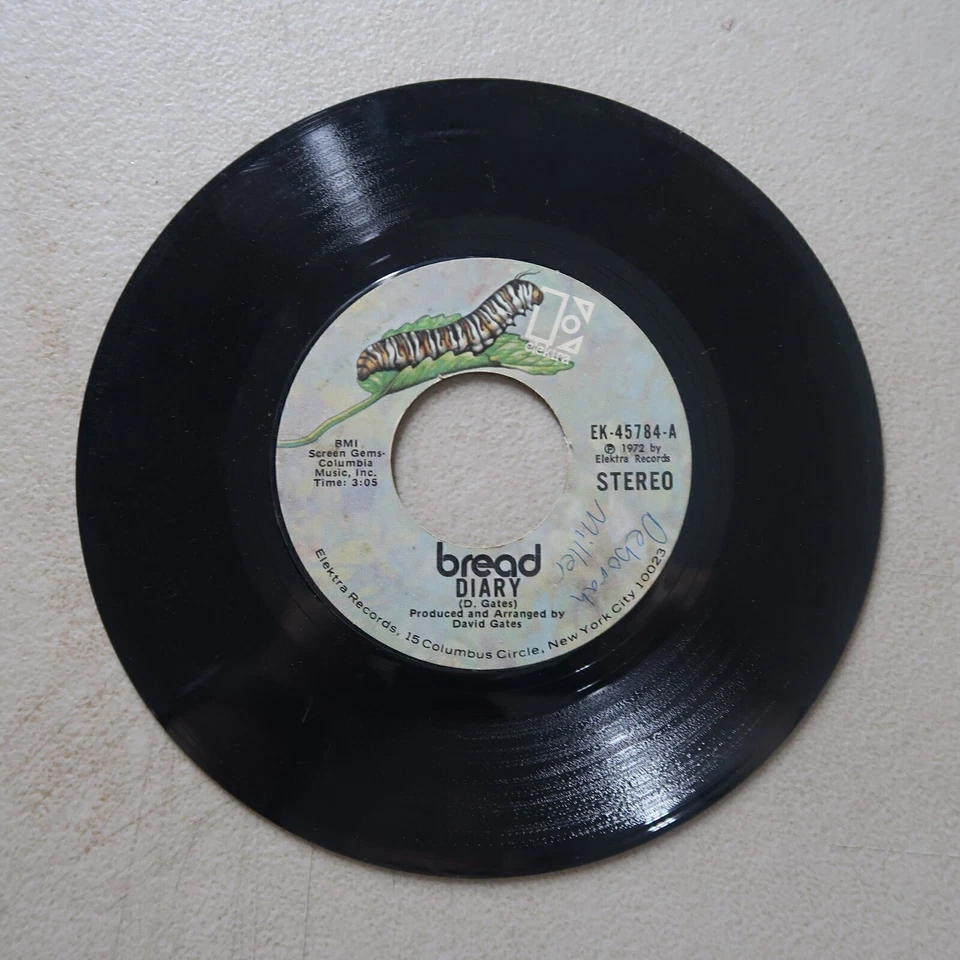 BREAD DOWN ON MY KNEES/DIARY ELEKTRA RECORDS VINYL 45 VG 20-5 - Image 1 of 1