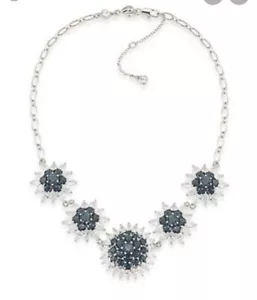 $150 Carolee Prospect Park Silver Tone Blue Bib Necklace #430 - Picture 1 of 11