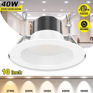 Round 40W 10inch LED Recessed Ceiling Lights 5CCT 2700K-5000K Canless Downlight - Picture 1 of 12