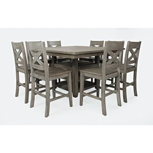 Reclaimed Solid Wood 60" Nine-Piece Counter Height Farmhouse Dining Set - Picture 1 of 10
