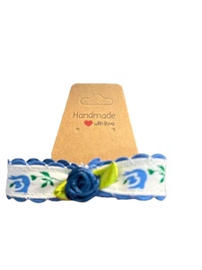 hair clip vintage accessory handmade new blue floral - Picture 1 of 6