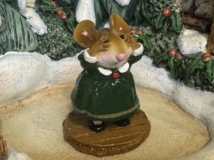Wee Forest Folk M-276 “No Peeking!” - Mouse in Dark Green Dress w/ Red Trim - Picture 1 of 11