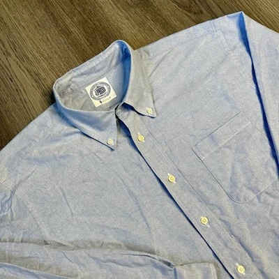 J Press Button Down Shirt Mens Size 17 Vintage Light Blue Long Sleeve Pocket USA - Image 1 of 4