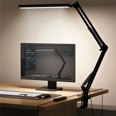 Lampada Da Scrivania LED Con Morsetto, Lampada Architetto Dimmerabile Con Bracci - Immagine 1 di 4