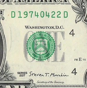 APR 22 1974 Birthday Fancy Serial Number Date Note One Dollar Bill 04 22 1974 - Picture 1 of 11