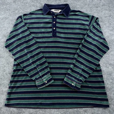 Camisa polo masculina vintage Shelter Bay Arrow XL azul verde anos 80 anos 90 veludo - Imagem 1 de 4