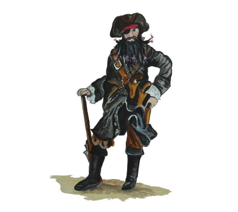 EASTARD BEACH DECALS Blackbeard the Pirate Edward Teach Decal Sticker - Car Truck RV Cup Boat Tablet