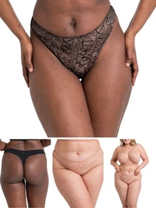 Curvy Kate Hey Girls Thong Brief Mid Rise Lace No VPL Knickers Briefs Lingerie - Picture 1 of 11